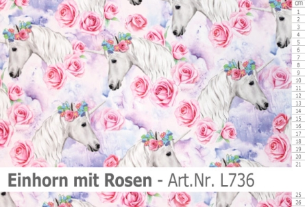 Preview: Lycra Design Einhorn mit Rosen