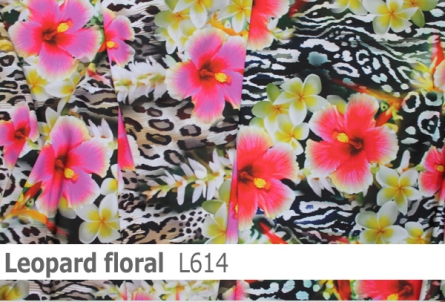 Preview: Lycra Design Leopard floral - L614
