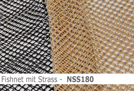 Preview: Netzstoff - Fishnet mit Strass