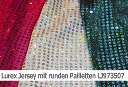 Preview: Lurex Jersey mit runden Pailletten