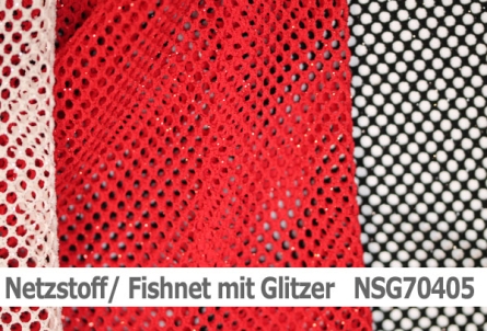 Preview: Netzstoff/ Fishnet mit Glitzer - grob u. regelmäßig